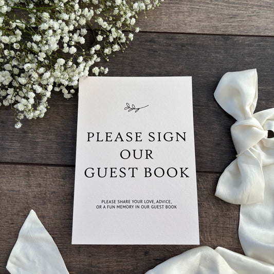 Please Sign Our Guest Book Wedding Printed Sign / Style Grace