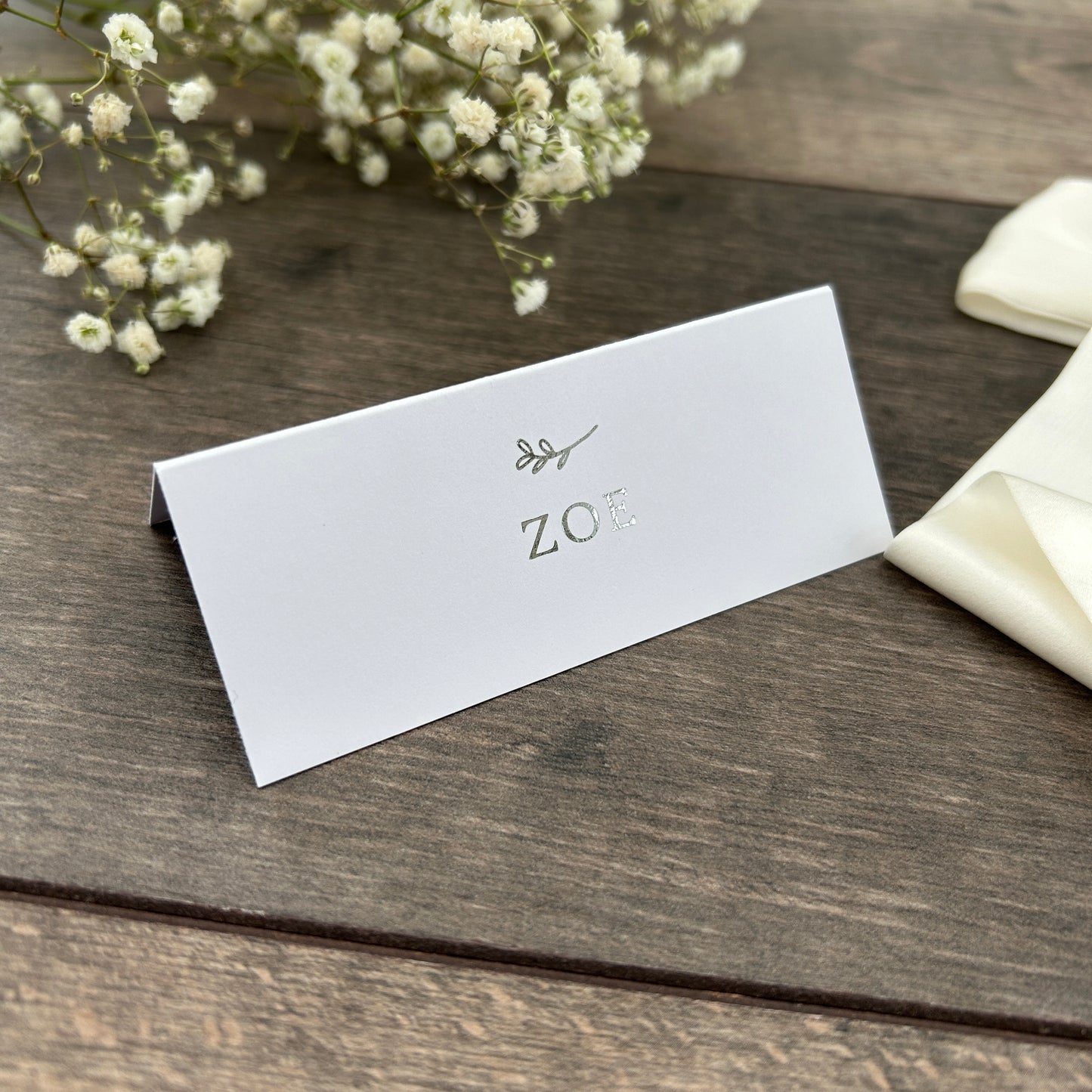 Personalised Foil Folded Place Cards for Weddings / Style Grace