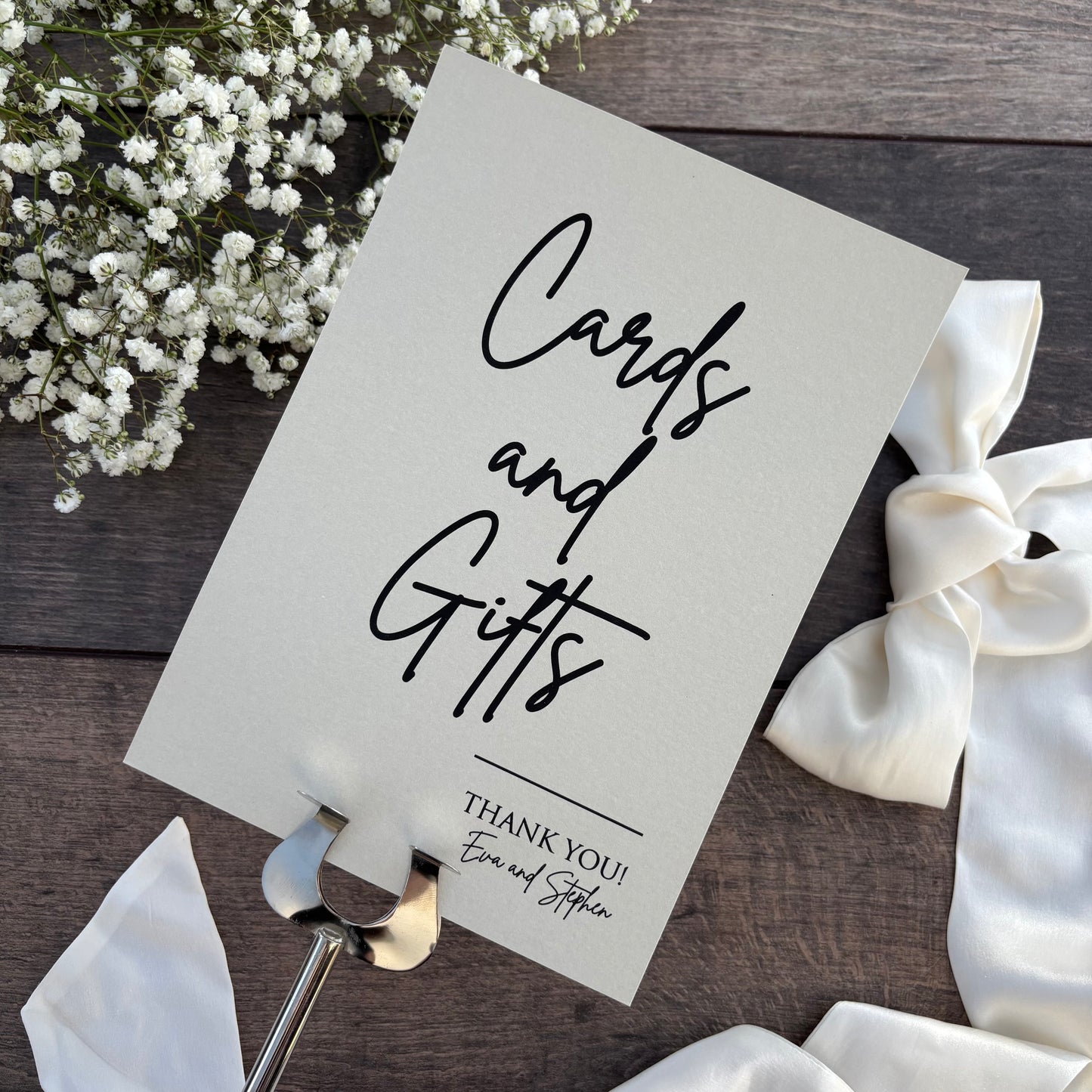 Wedding Cards and Gifts Printed Sign - Elegant Table Signage / Style Eva