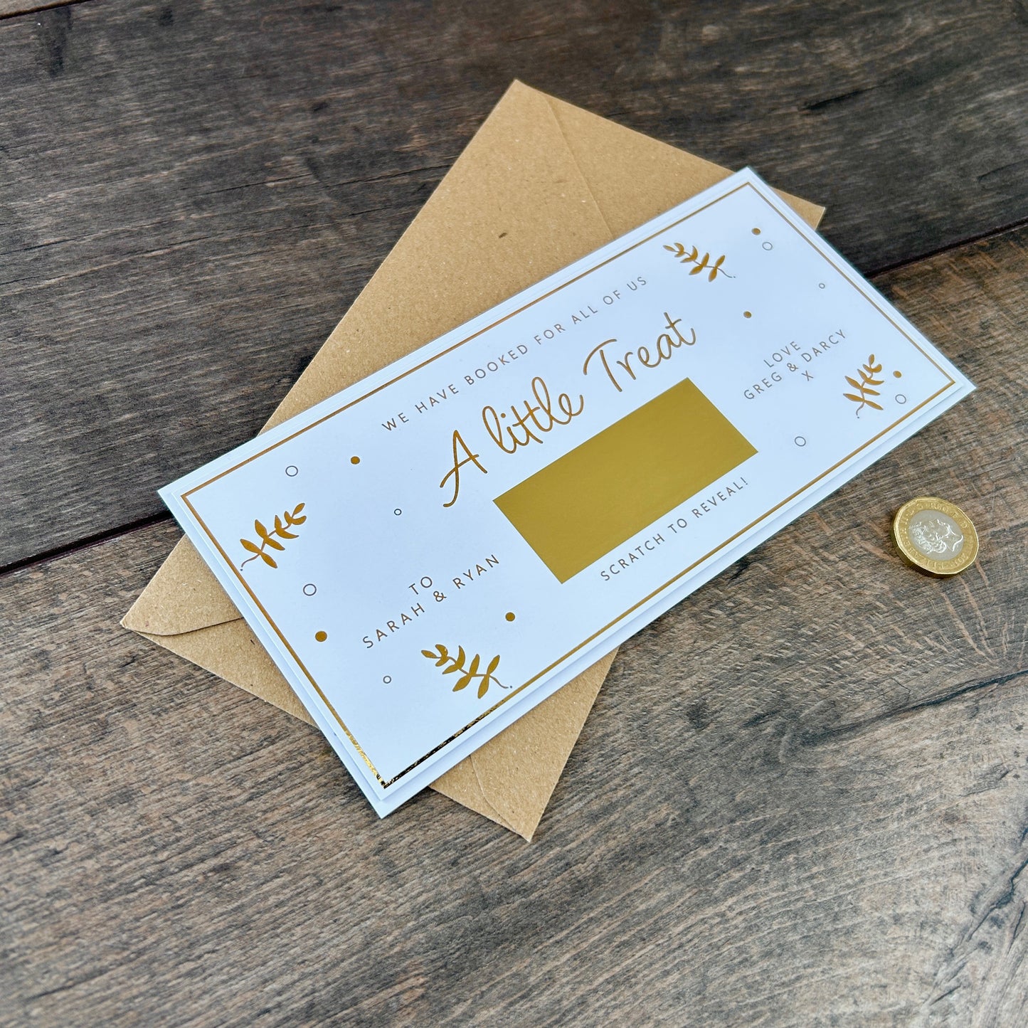 Scratch & Reveal Gift Card / Personalised Card with Scratch Off Panel to a Reveal Gift or Voucher