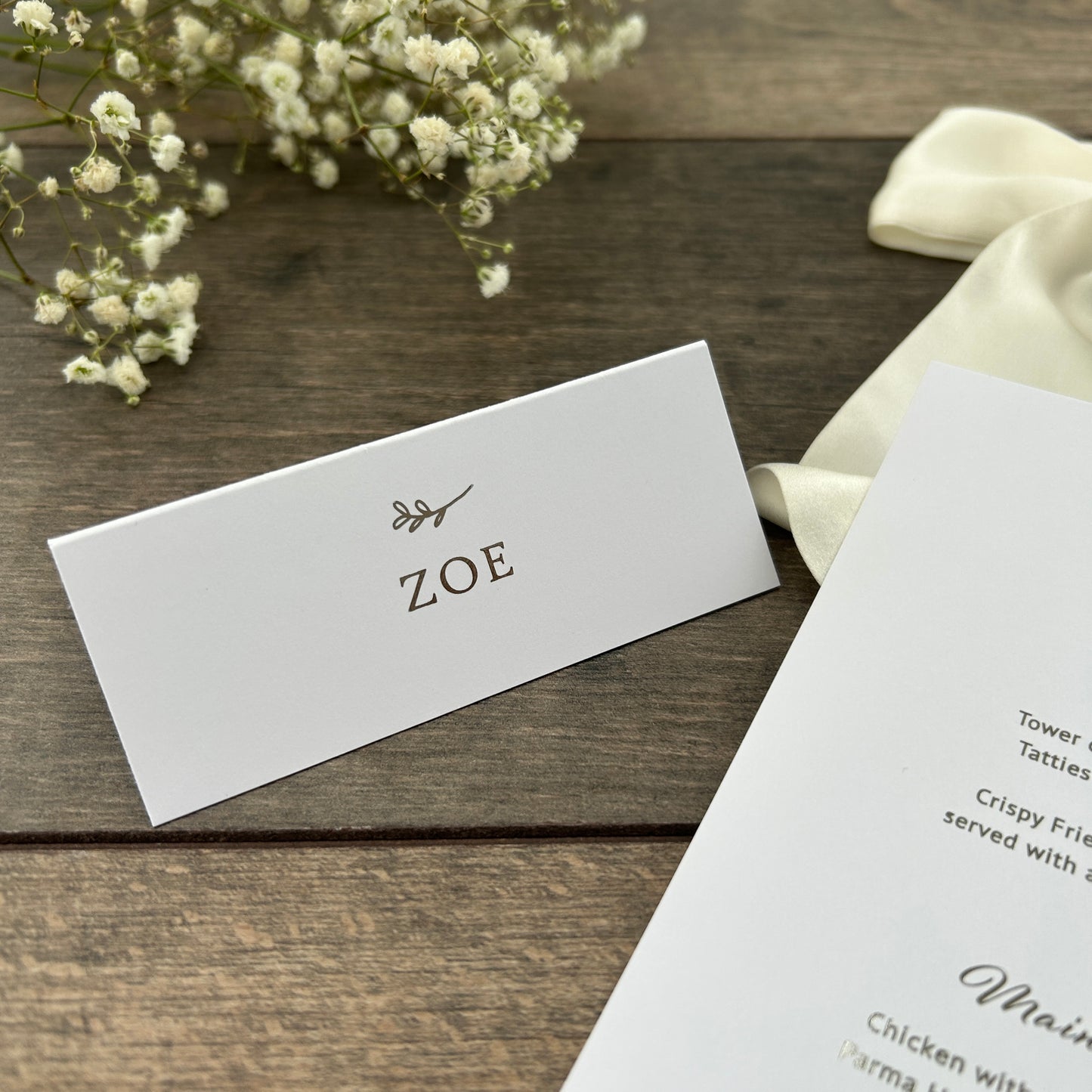 Personalised Foil Folded Place Cards for Weddings / Style Grace