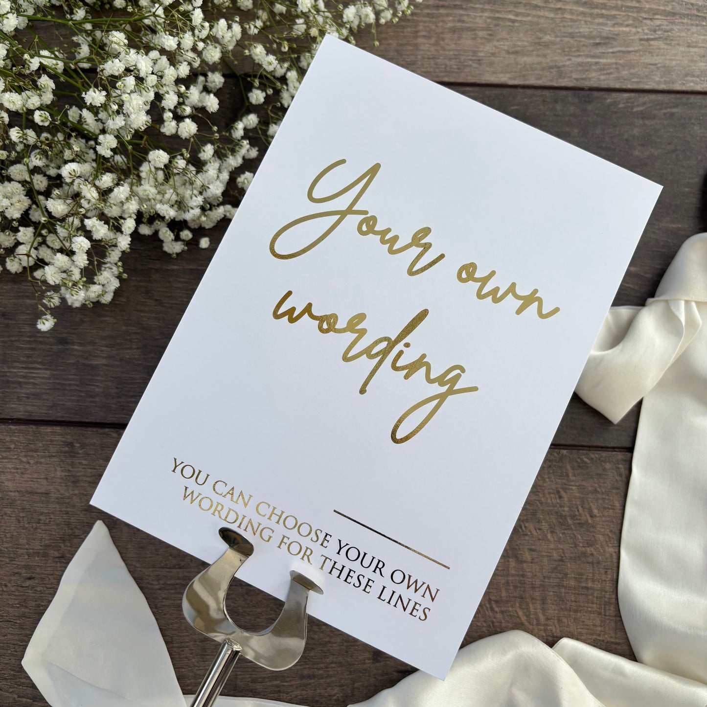 Custom Foiled Wedding Sign - Personalised Wording to Suit Your Day / Style Eva