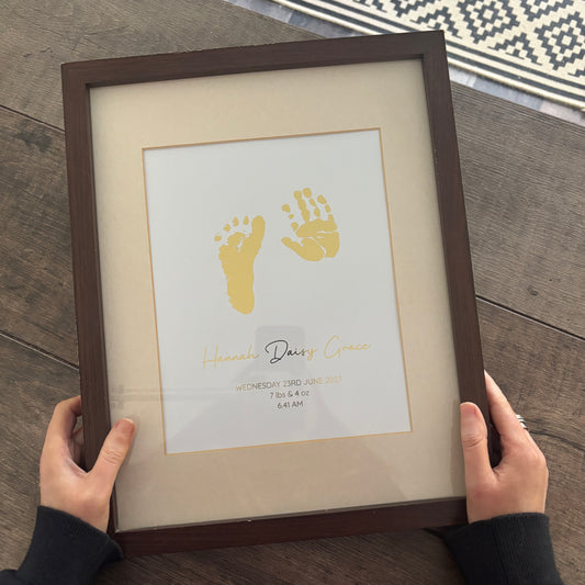 Personalised Baby Hand & Footprint Foiled Print / Wall Art