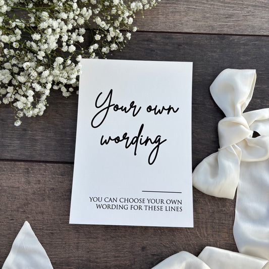Custom Printed Wedding Sign - Personalised Wording to Suit Your Day / Style Eva