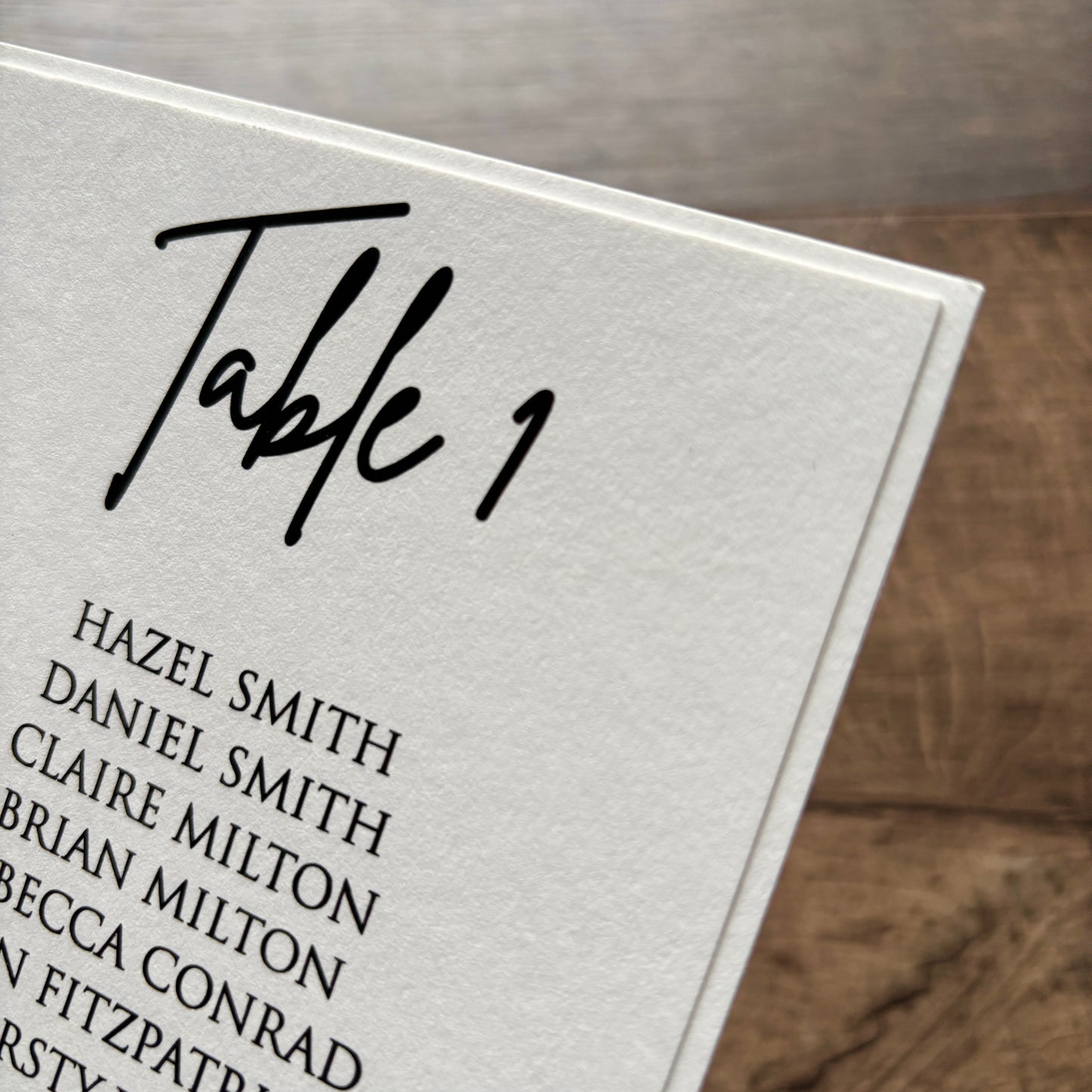 EVA - Table Plan Printed Cards ready to mount/display.