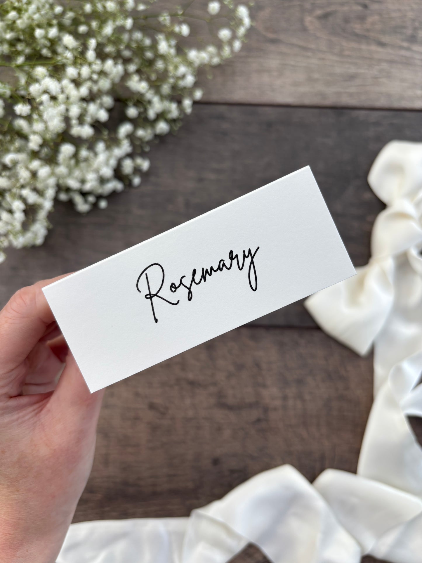 Folded Printed Place Cards – Elegant Wedding Name Cards / Style Eva