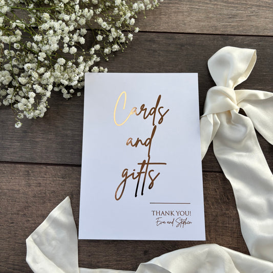 Wedding Cards and Gifts Foiled Sign / Style Eva