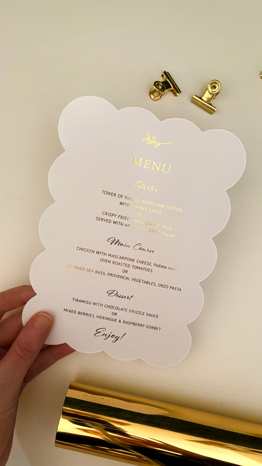 Grace Foiled Wavy Menu Card *COMING SOON*