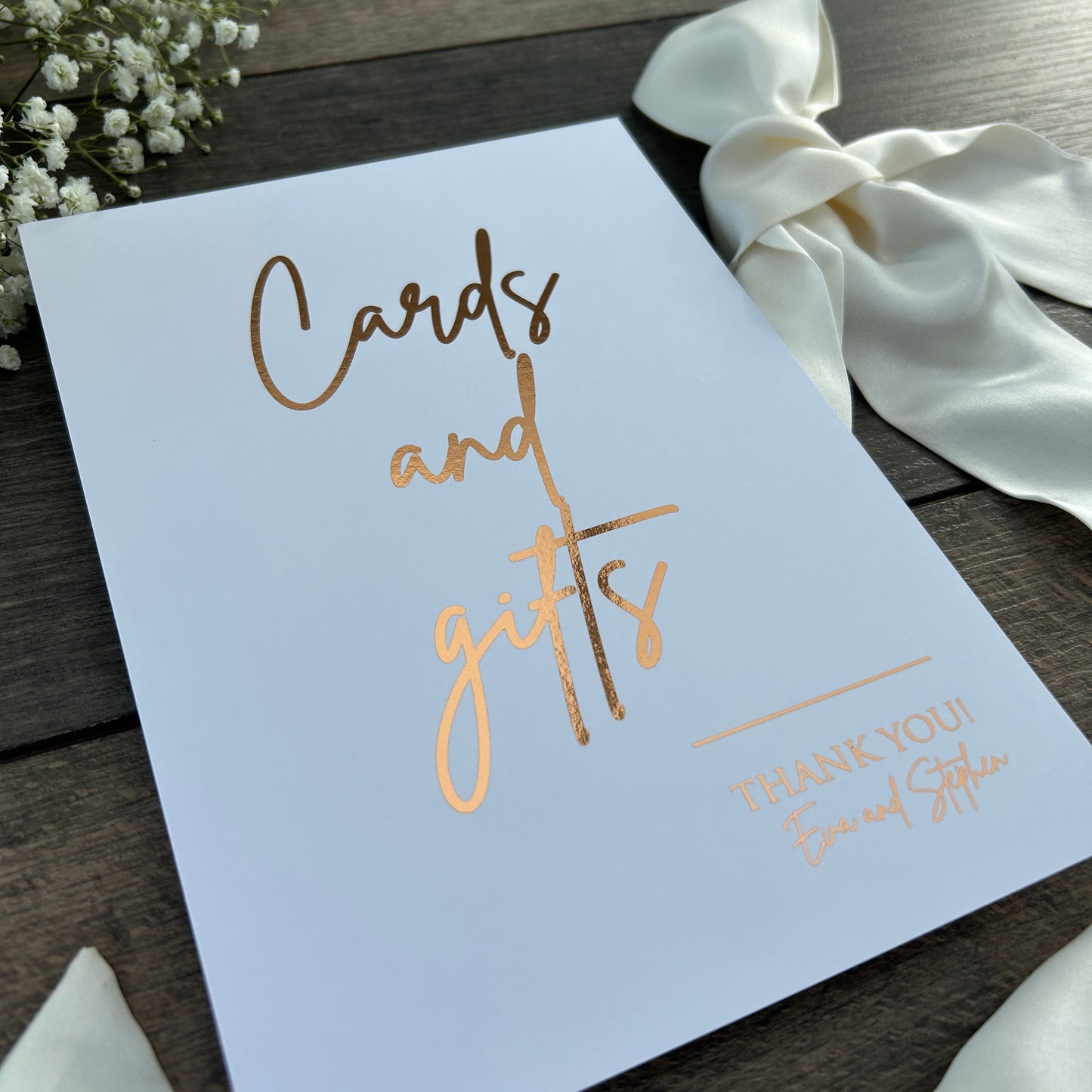 Wedding Cards and Gifts Foiled Sign / Style Eva