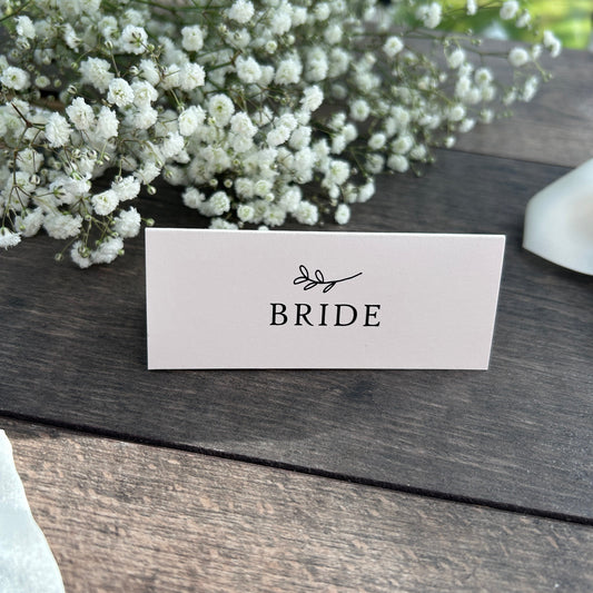 Folded Printed Place Cards with foliage detail / Style Grace