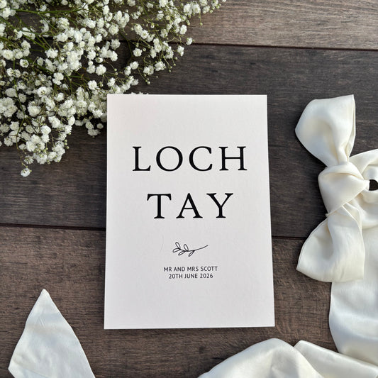 Wedding Table Names Printed Sign - Personalised with Couple's Names and Date / Style Grace