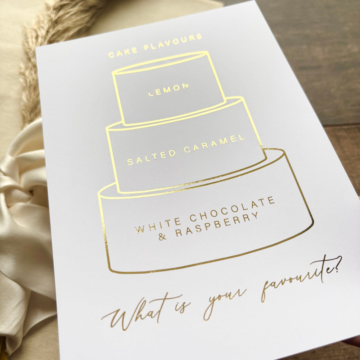 ARI - Wedding cake foiled sign with personalised flavours