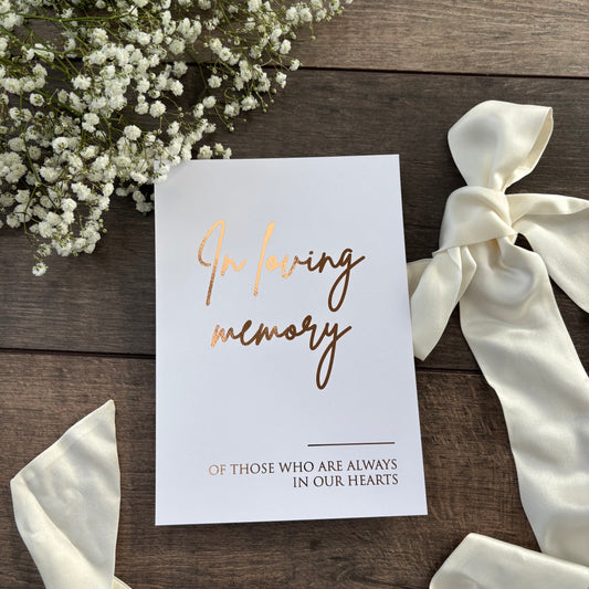 In Loving Memory Wedding Foiled Sign - Elegant Memorial sign / Style Eva