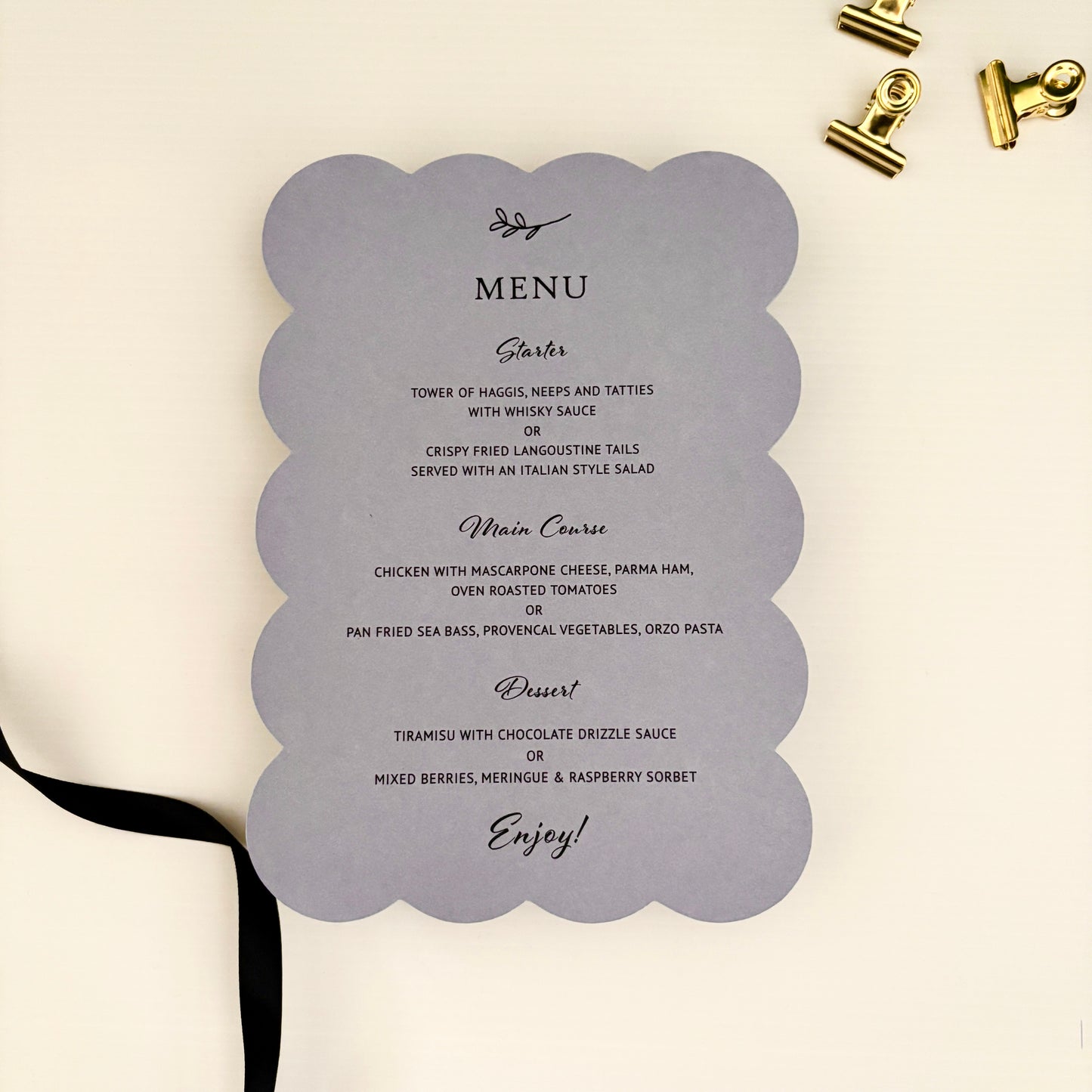 Grace Wavy Menu Card