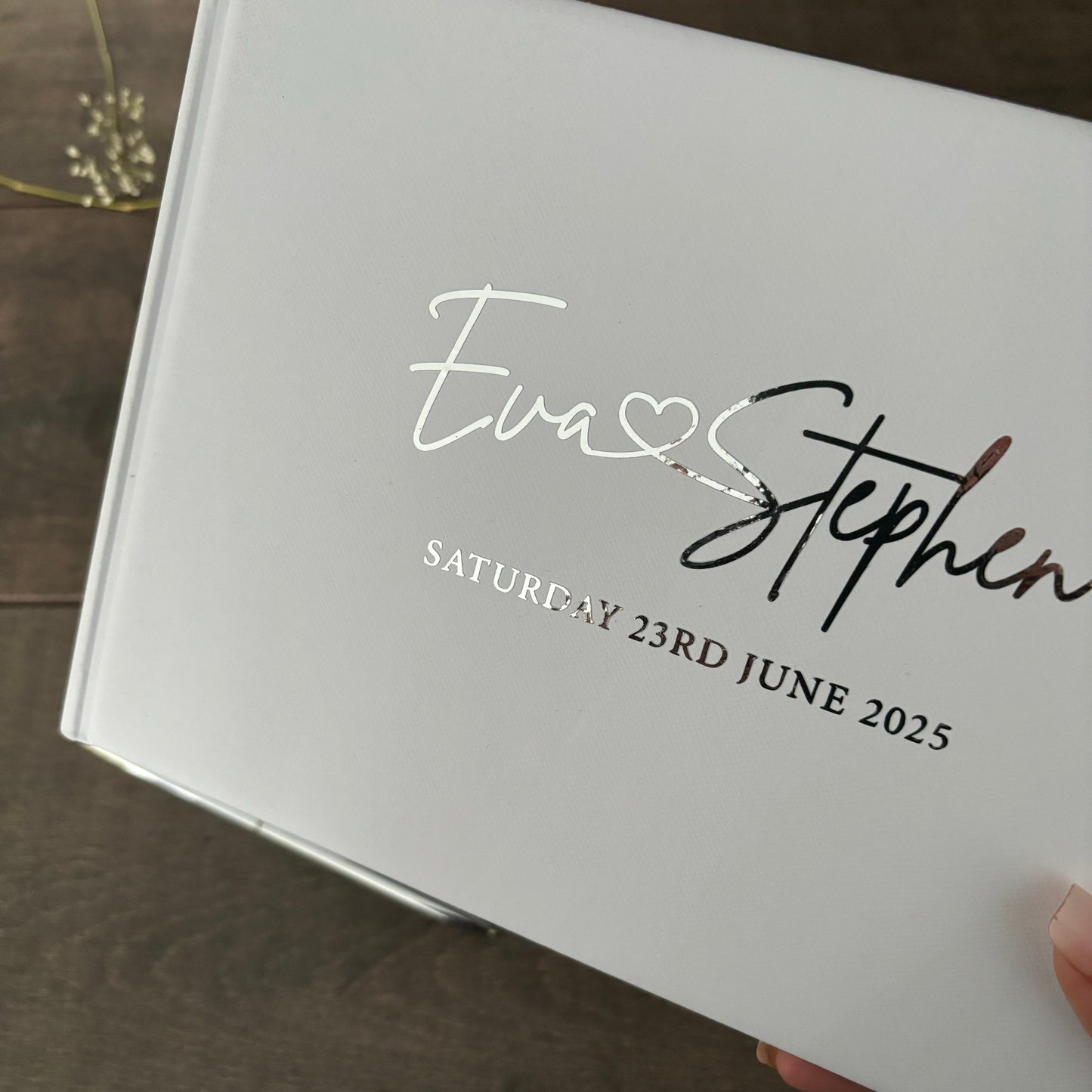 EVA - Silver worded metallic guest book *with FREE pen*