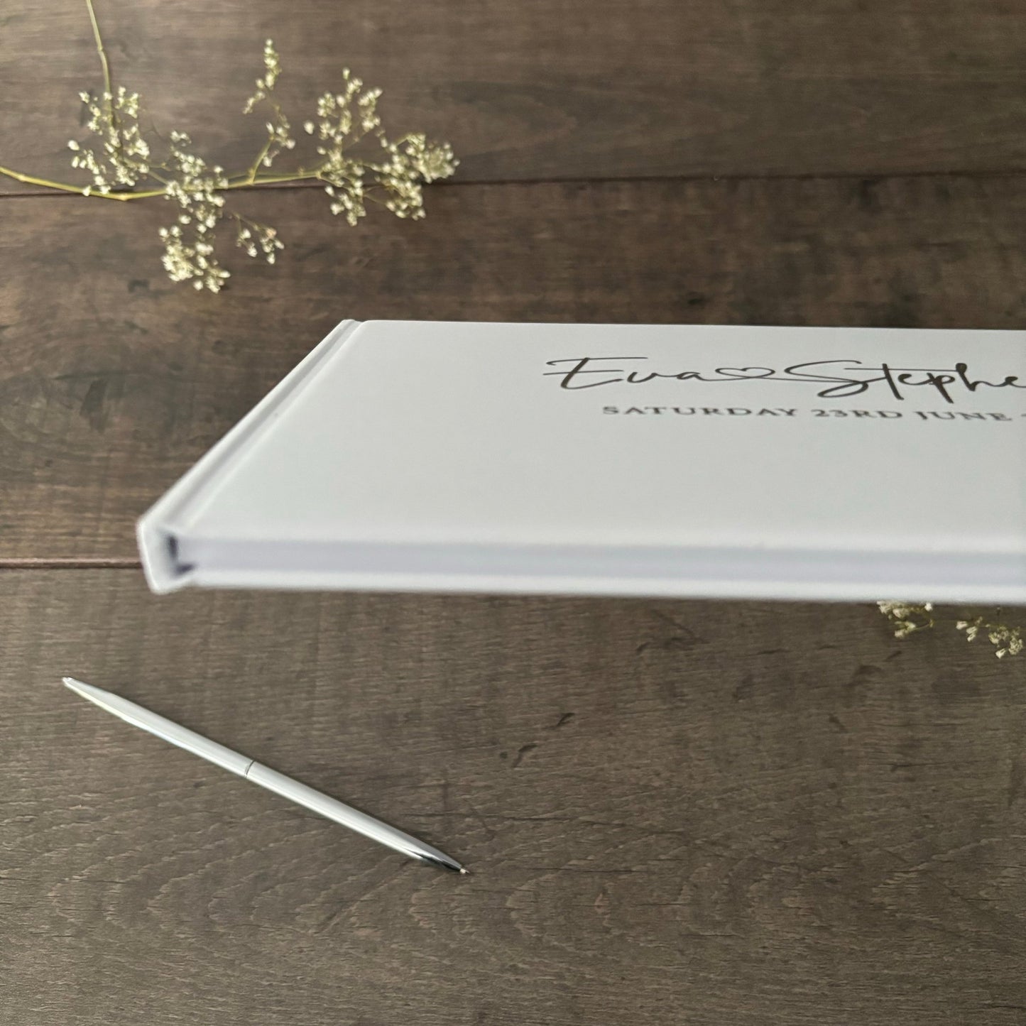 EVA - Silver worded metallic guest book *with FREE pen*
