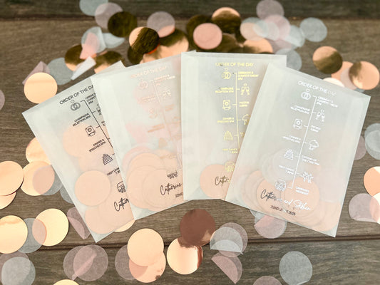 Picture timeline personalised foiled confetti bags