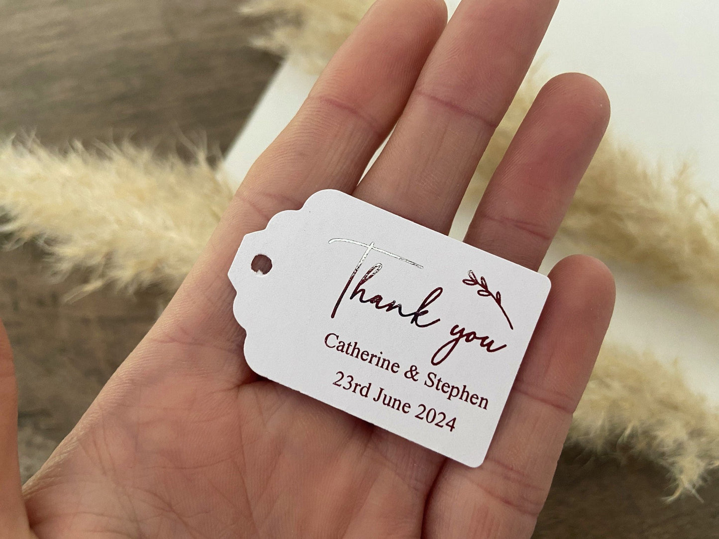Foliage rectangular personalised foiled thank you tags