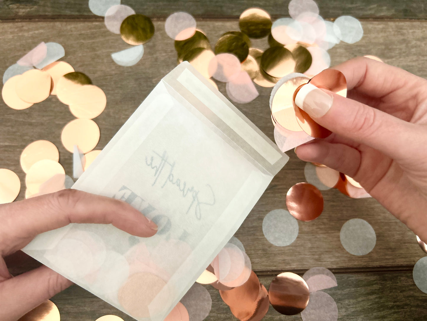 Picture timeline black print personalised confetti bags