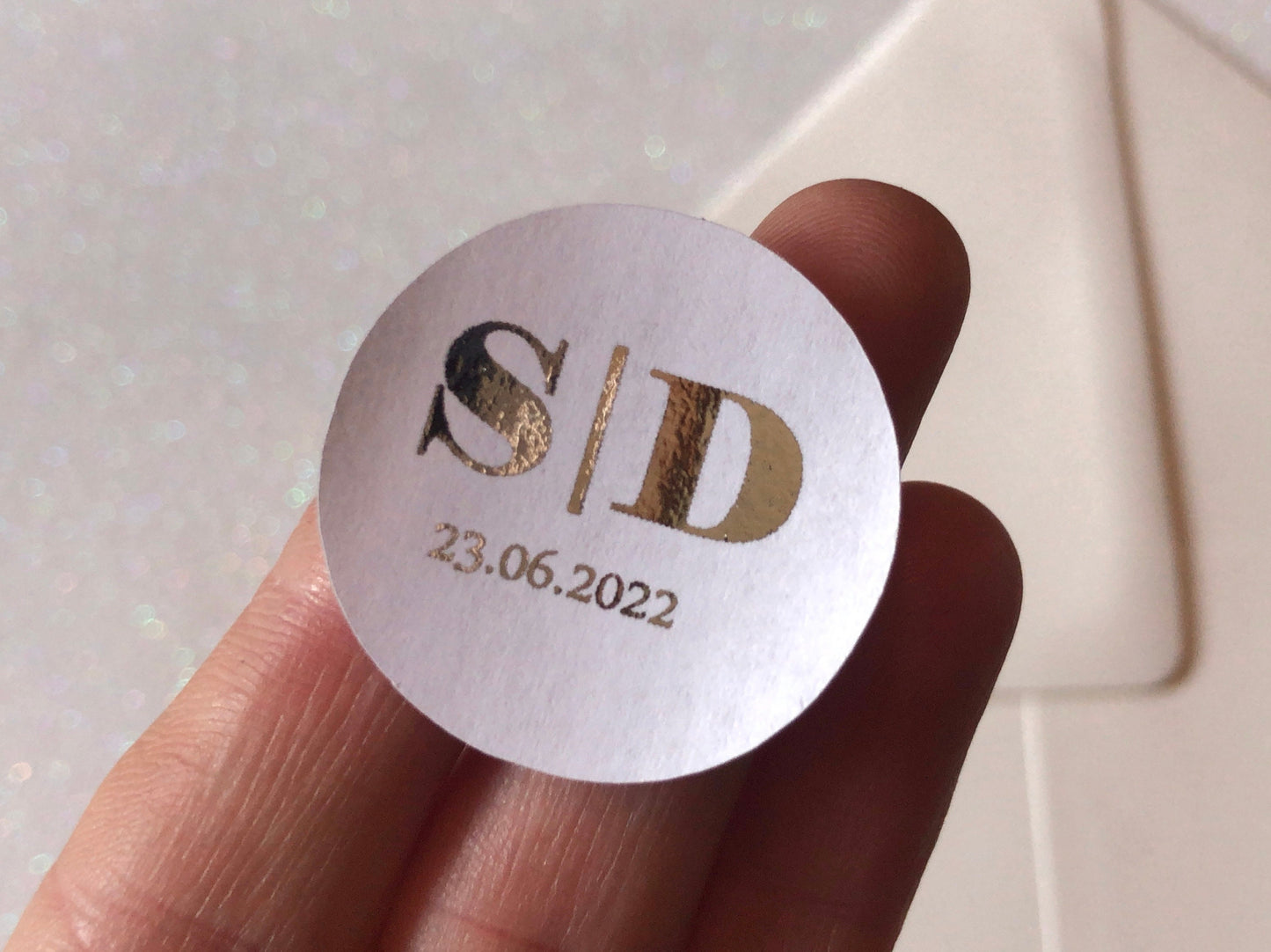 Bold font personalised foiled stickers