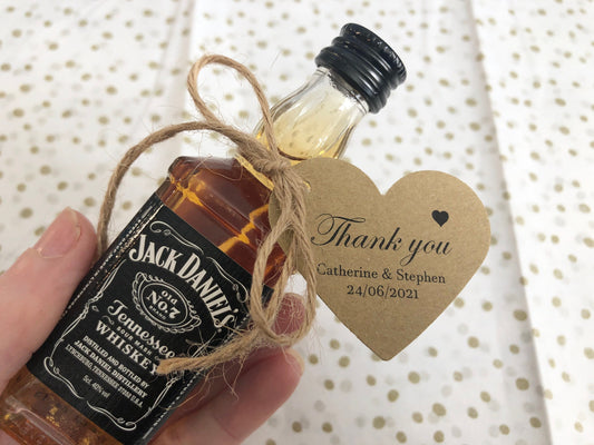 Rustic italic font with heart favour tags