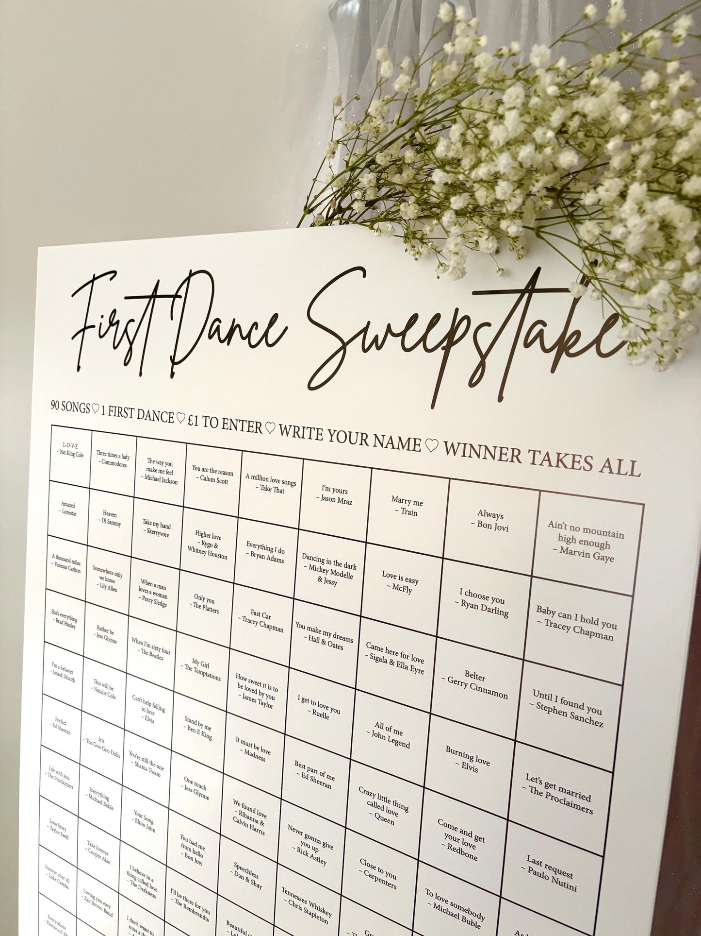 Personalised First Dance Wedding Sweepstake *Digital Download*