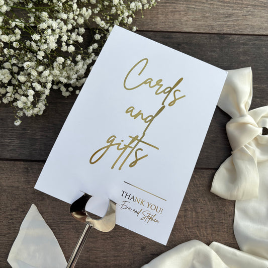 Wedding Cards and Gifts Foiled Sign / Style Eva