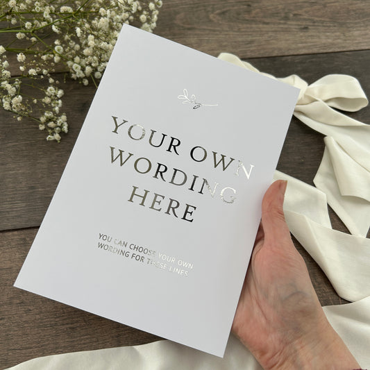 Custom Foiled Wedding Sign - Personalised Wording of Your Choice / Gold, Silver or Rose Gold FoilStyle Grace