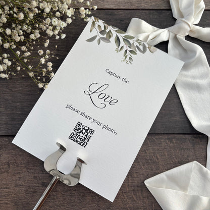 Capture the Love Wedding Printed Botanical Sign with QR Code / Style Fiona