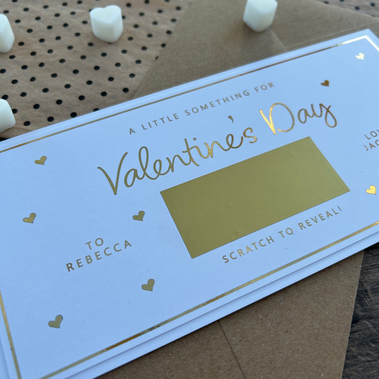 'A little something for Valentine's Day' reveal card