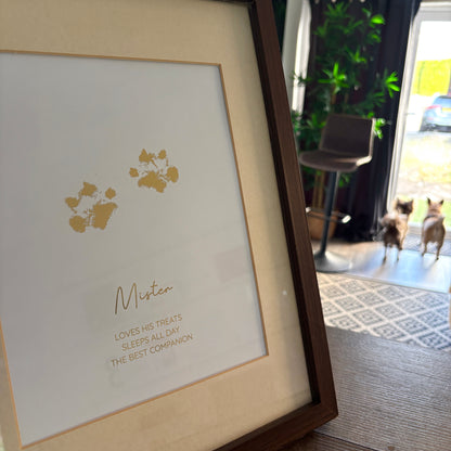 Personalised Pet Dog Paw Foiled Print / Wall Art