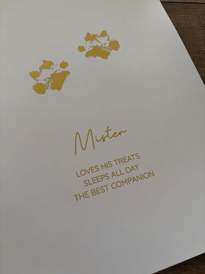 Personalised Pet Dog Paw Foiled Print / Wall Art