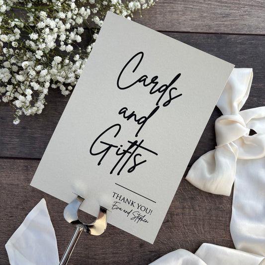 Wedding Cards and Gifts Printed Sign - Elegant Table Signage / Style Eva