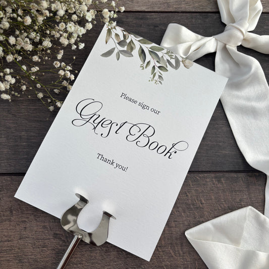 Please Sign Our Guest Book Wedding Printed Sign Botanical  / Style Fiona