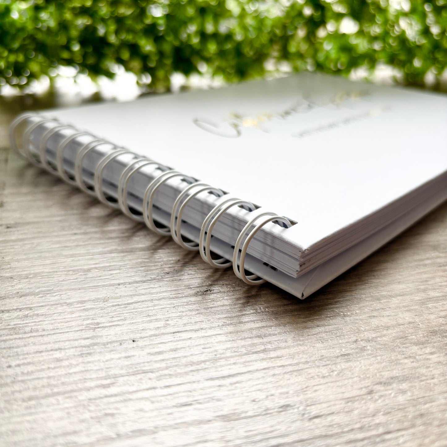 Foiled Personalised White Wedding Guest Book with Heart & Names / Eva
