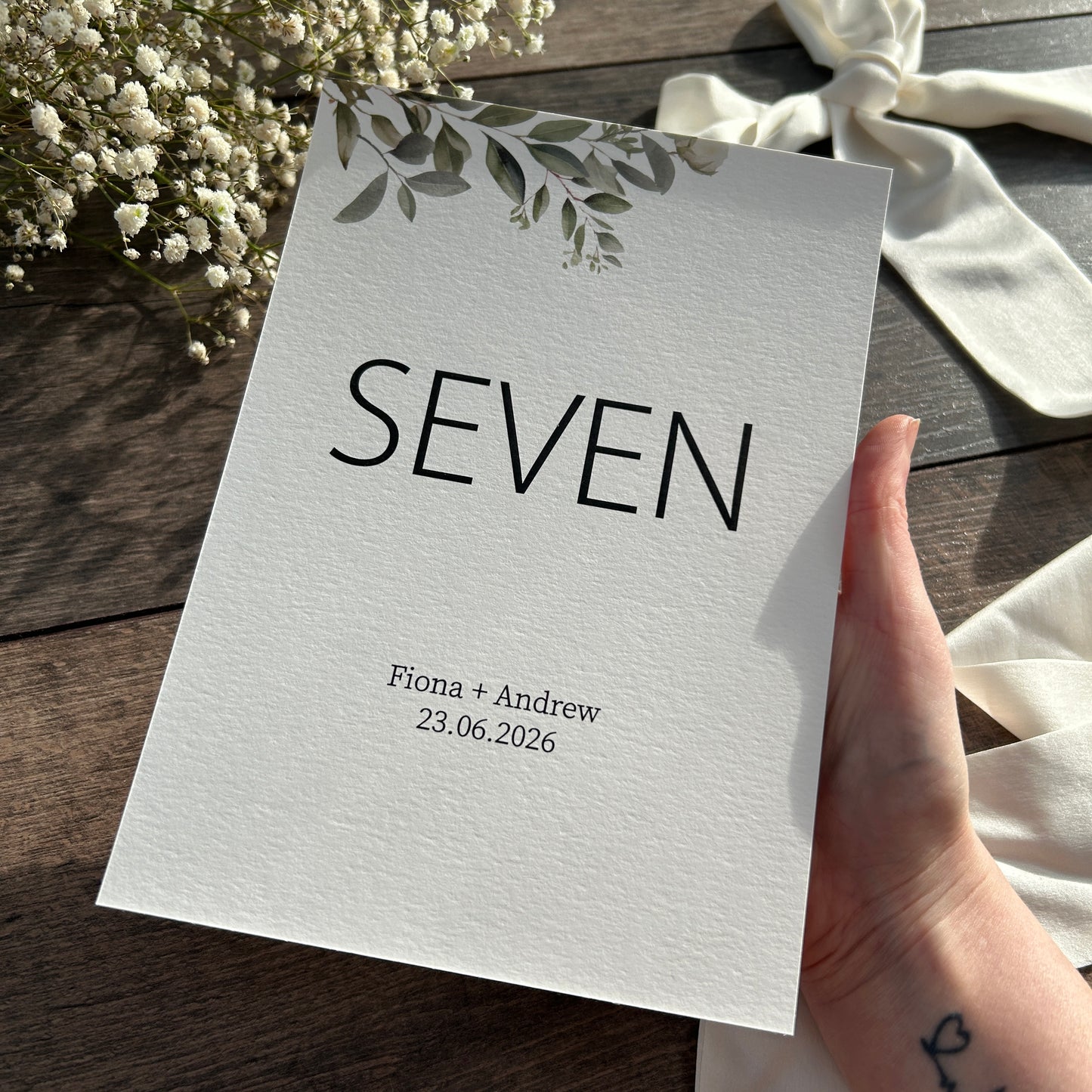 Wedding Table Numbers Printed Botanical Sign / Style Fiona