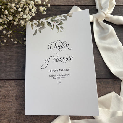 Order of Service Booklet  / Style Fiona