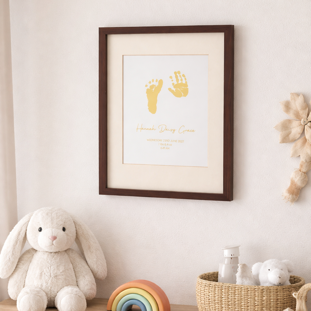 Personalised Baby Hand & Footprint Foiled Print / Wall Art