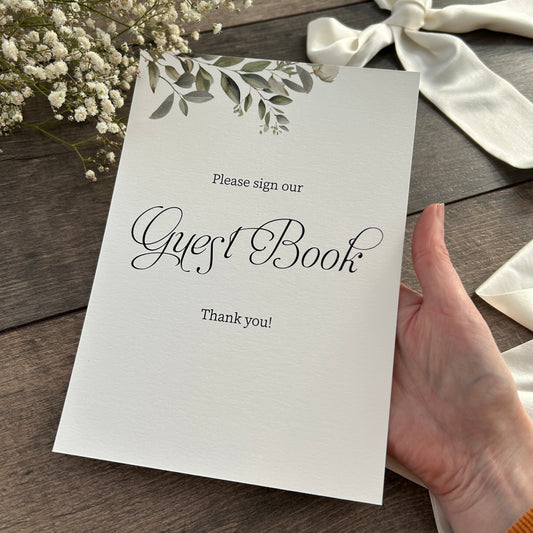 Please Sign Our Guest Book Wedding Printed Sign Botanical  / Style Fiona