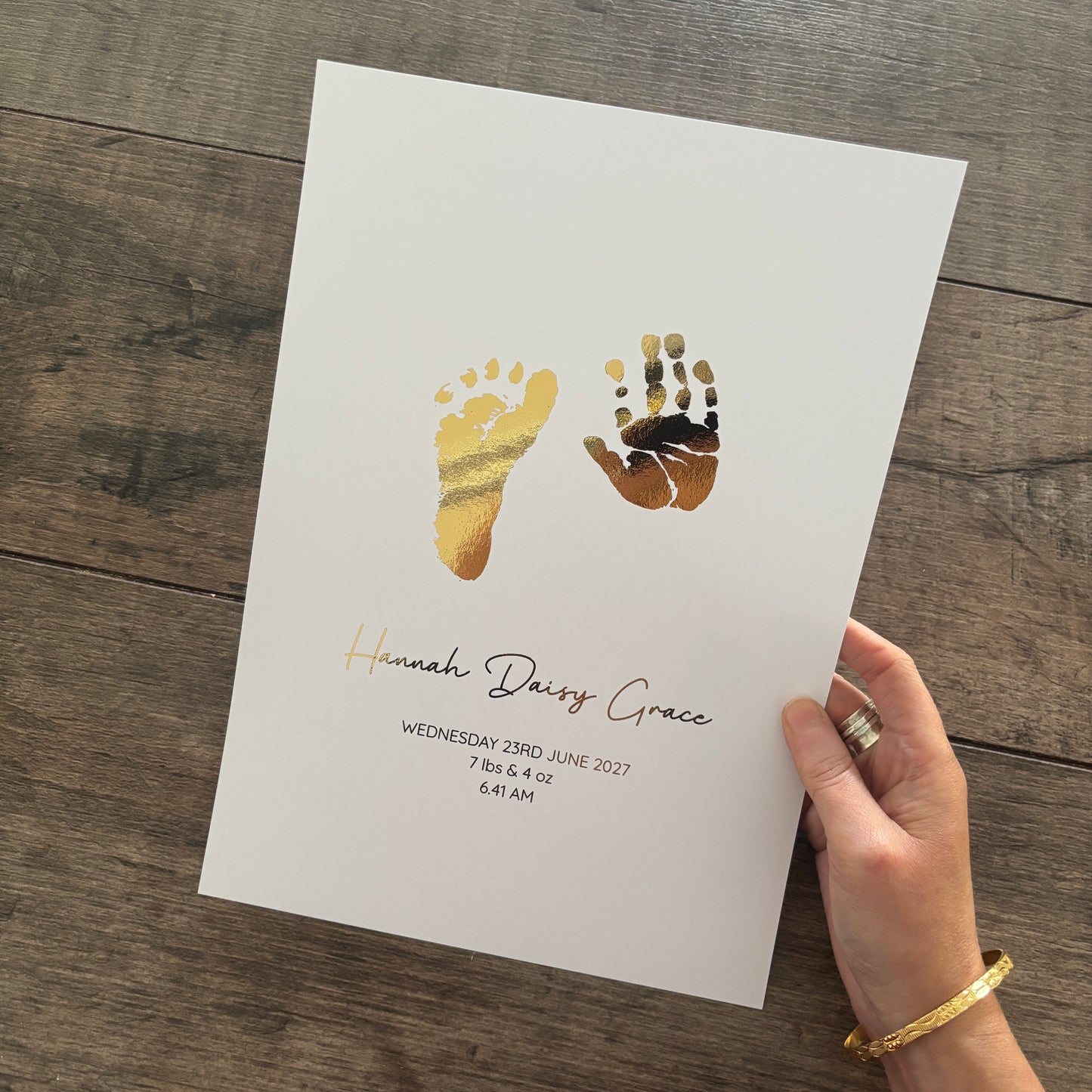 Personalised Baby Hand & Footprint Foiled Print