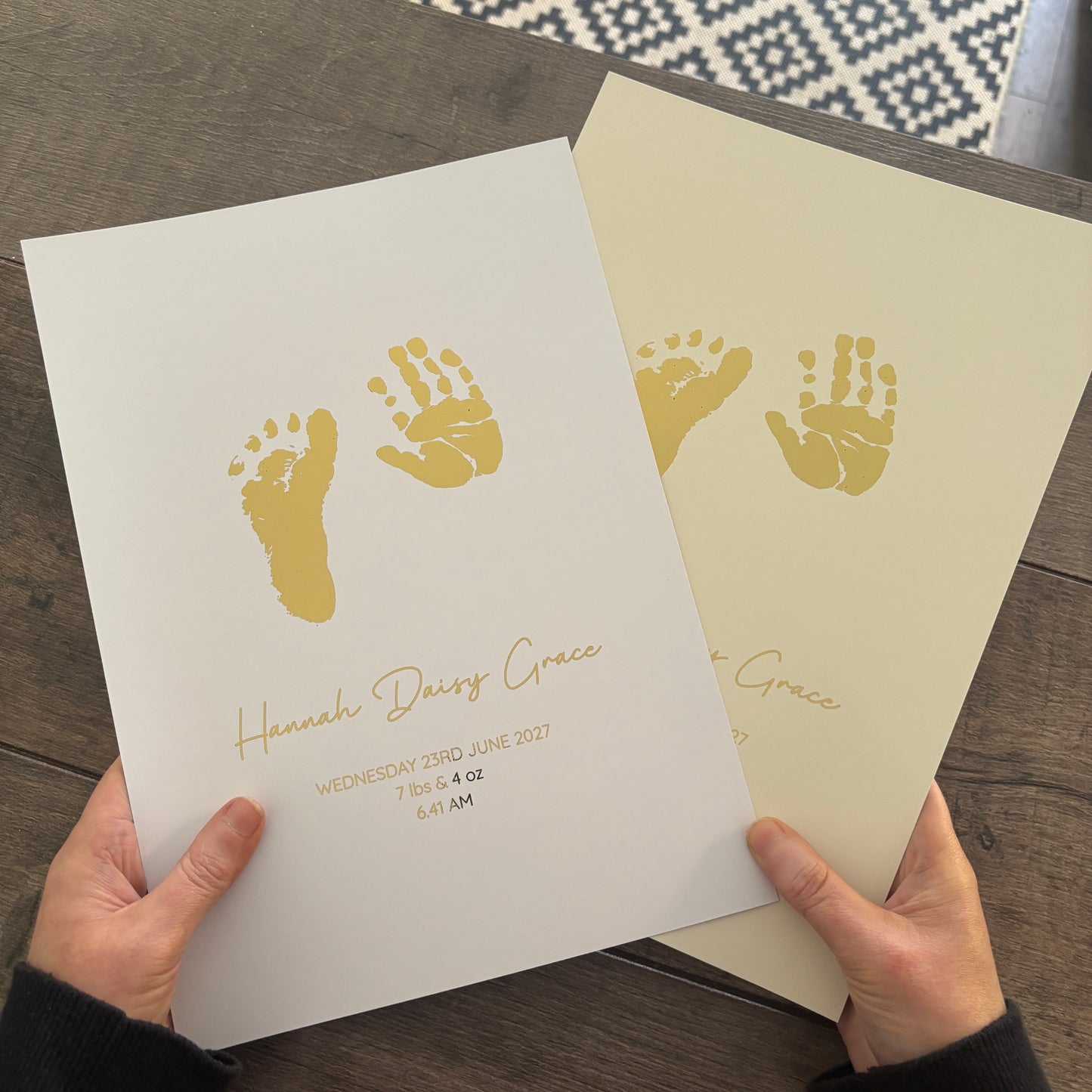 Personalised Baby Hand & Footprint Foiled Print