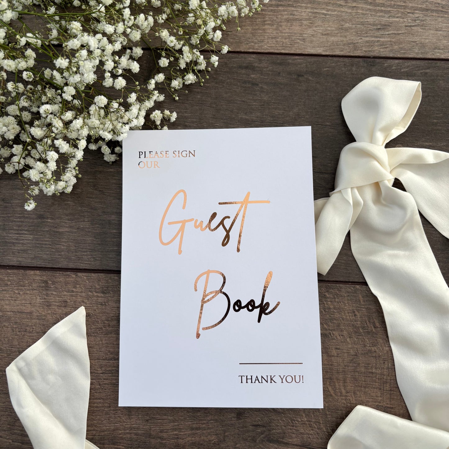 Please Sign Our Guest Book Wedding Foiled Sign / Style Eva