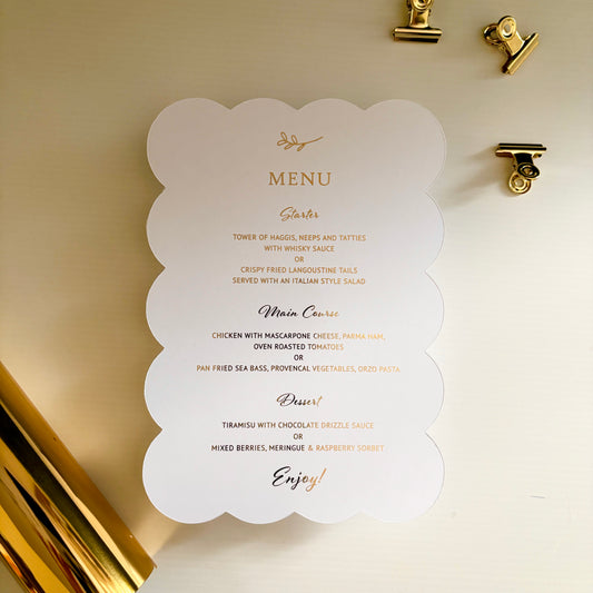 Grace Foiled Wavy Menu Card *COMING SOON*