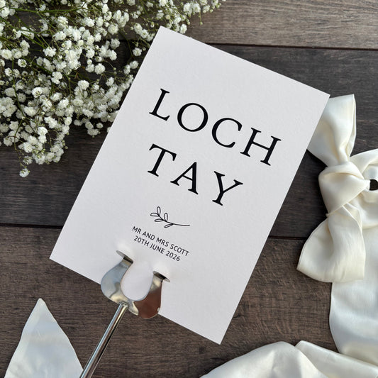 Wedding Table Names Printed Sign - Personalised with Couple's Names and Date / Style Grace