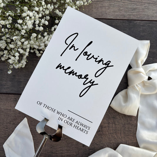 In Loving Memory Wedding Printed Sign - Elegant Memorial Display / Style Eva