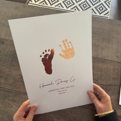 Personalised Baby Hand & Footprint Foiled Print