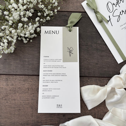 Menu Cards with Hole & Option of Place Card and Ribbon / Style Eva