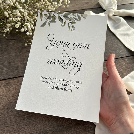 Custom Printed Botanical Wedding Sign - Personalised Wording to Suit Your Day / Style Fiona