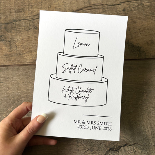 EVA - Wedding cake printed sign with personalised flavours