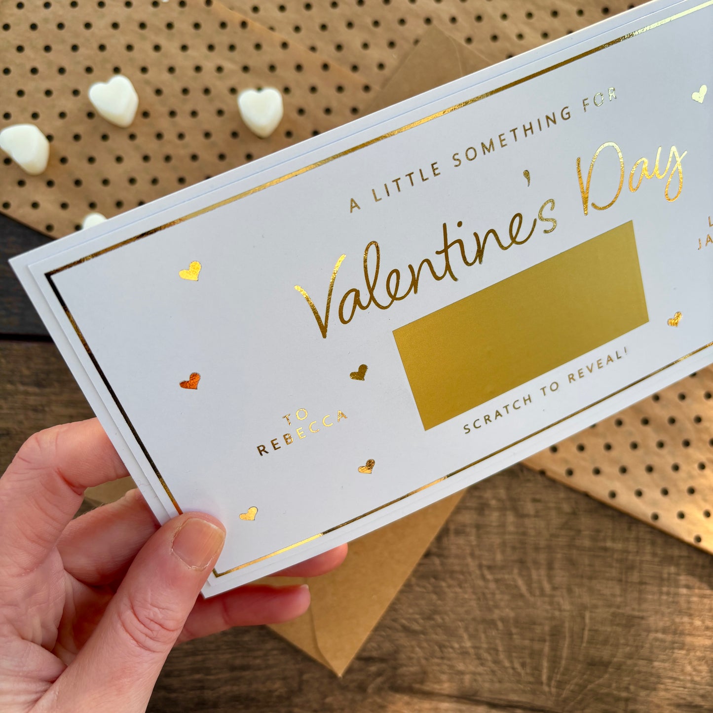 'A little something for Valentine's Day' reveal card